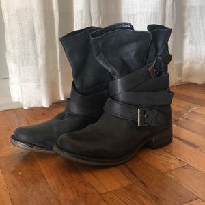 Black leather boots